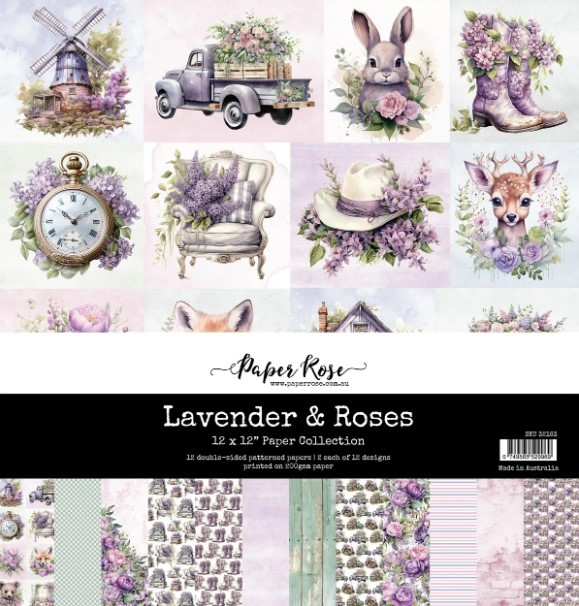Paper Rose 12x12 Paper Pad - Lavender & Roses
