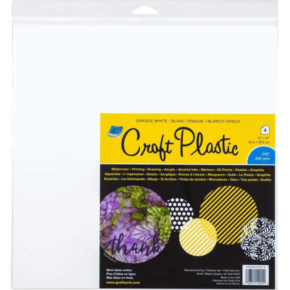 Grafix Craft Plastic Sheets 12"X12" 4/Pkg- Opaque White