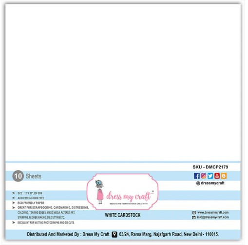 Dress My Craft- 12x12 White Cardstock- 10 sheets