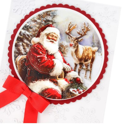 Katy Sue Design- Die Cut Decoupage- Santa & Rudolph Bauble (Set of 3)