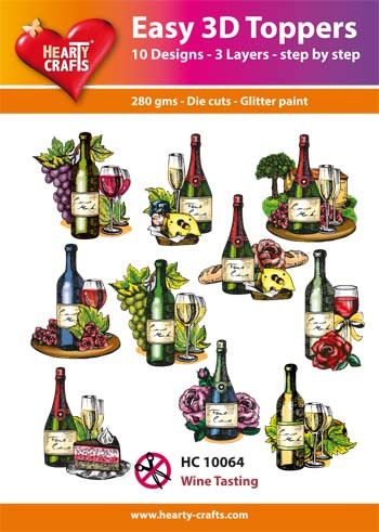 Easy 3D - Wine Tasting- 10 Large Toppers 3-Layers Each for Card Making