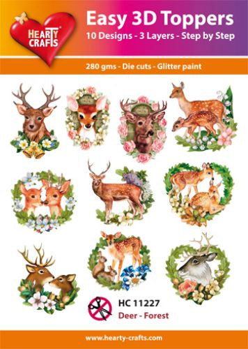 Easy 3D - Deer Forest - 10 Large Toppers 3-Layers Each for Card Making