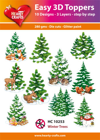 Easy 3D-Toppers Winter Trees - 10 Large Toppers 8x8cm