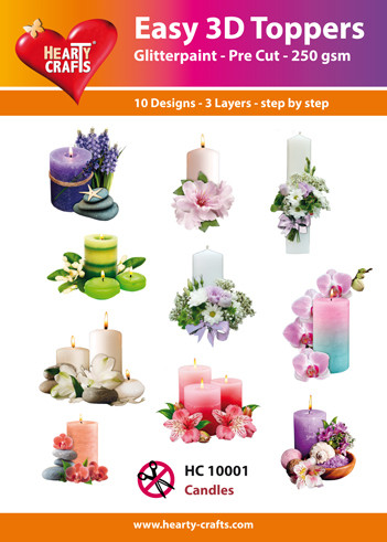 Easy 3D Toppers HC10001 Candles 10 Large Toppers 3-Layers Each 8x8cm for Card Making