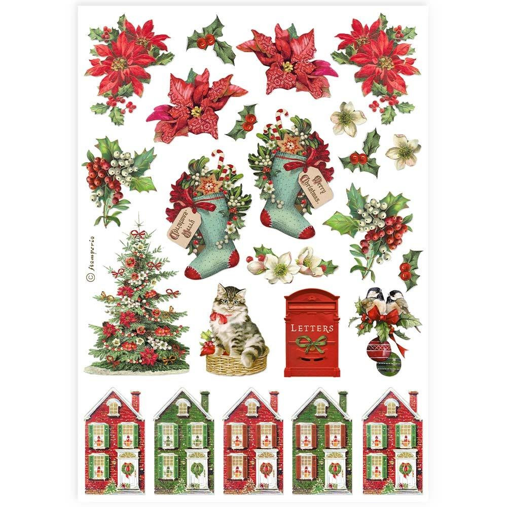 Stamperia A4 Decoupage Rice Paper - Classic Christmas- Socks and Horses