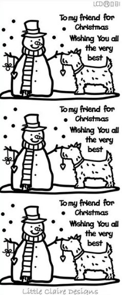 Ecstasy Crafts Peel Sticker - Snowman and Dog- Black