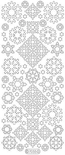 Starform GLITTER SILVER/GOLD N7055 SNOWFLAKES ASSORTED Stickers Peel Outline