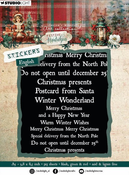 Studio Light- Jenine's Mindful Art Collection- Festive Nostalgia- Stickers