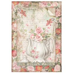 Stamperia Rice Paper Sheet A4 - Casa Granada- Teapot W/Flowers