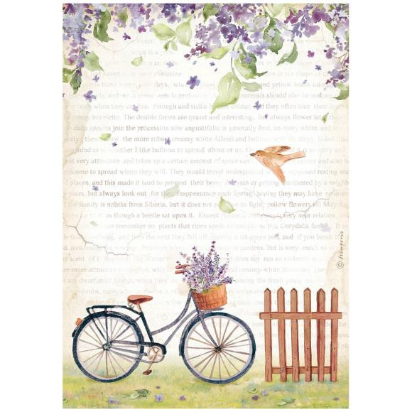Stamperia A4 Decoupage Rice Paper - Create Happiness- Welcome Home Bicycle
