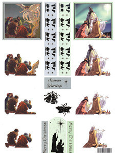 3-D Precut SHEPHERDS & 3-KINGS Decoupage w/ Foil Accents 950 Papier Tole Paper