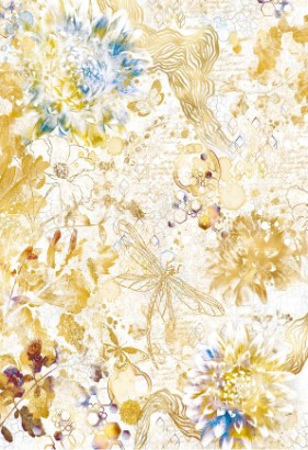 Ciao Bella A4 Vellum Paper- 6 sheets- 5 Printed Patterns + 1 White Sheet- Indigo