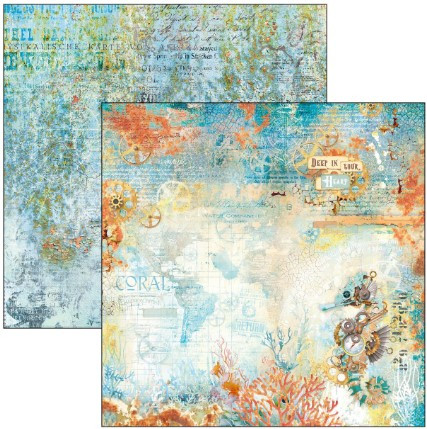 Ciao Bella 8"x 8" Paper Pad- 12 Double-sided papers- Coral Reef