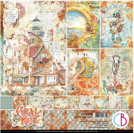 Ciao Bella 12"x 12" Paper Pad- 12 Double-sided papers- Coral Reef