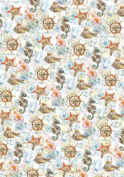 Ciao Bella A4 Vellum Paper- 6 sheets- 5 Printed Patterns + 1 White Sheet- Coral Reef