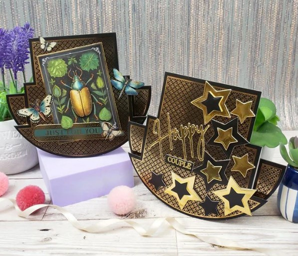 Hunkydory Crafts 350gsm Cards & Envelopes- Foiled Pattern Rocker Cards