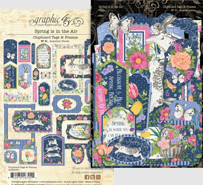 Graphic 45- Chipboard Tags & Frames- Spring is in the Air