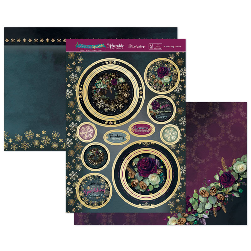 Hunkydory Crafts Christmas Sparkle 2020 Luxury Topper Collection ELEG20-101 + Matching Inserts