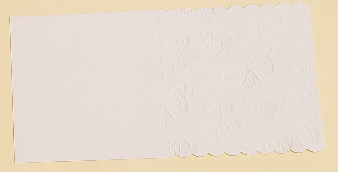 Craft Style Products- 6"x6" Scalloped Edge Card Blanks & Envelopes- white 10 pack- 300gsm- Embossed Butterfly