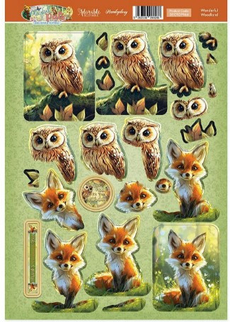 Hunkydory Crafts Playful Pals- Decoupage Topper Sheet- Wonderful Woodland DECTOP964