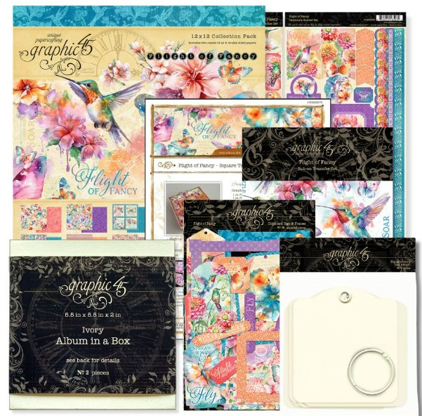 Graphic 45 Album Kit 2024- Flight of Fancy- Square Tag Album in a Box