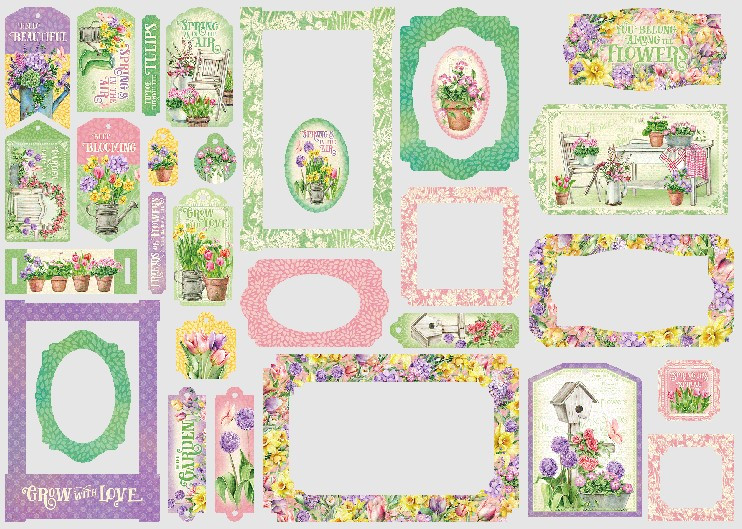 Graphic 45- Chipboard Tags & Frames- Grow with Love
