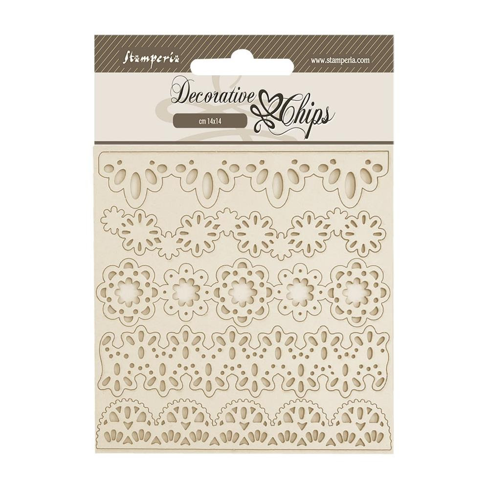Stamperia Decorative Chips (cm 14x14) - Old Lace, Lace Border