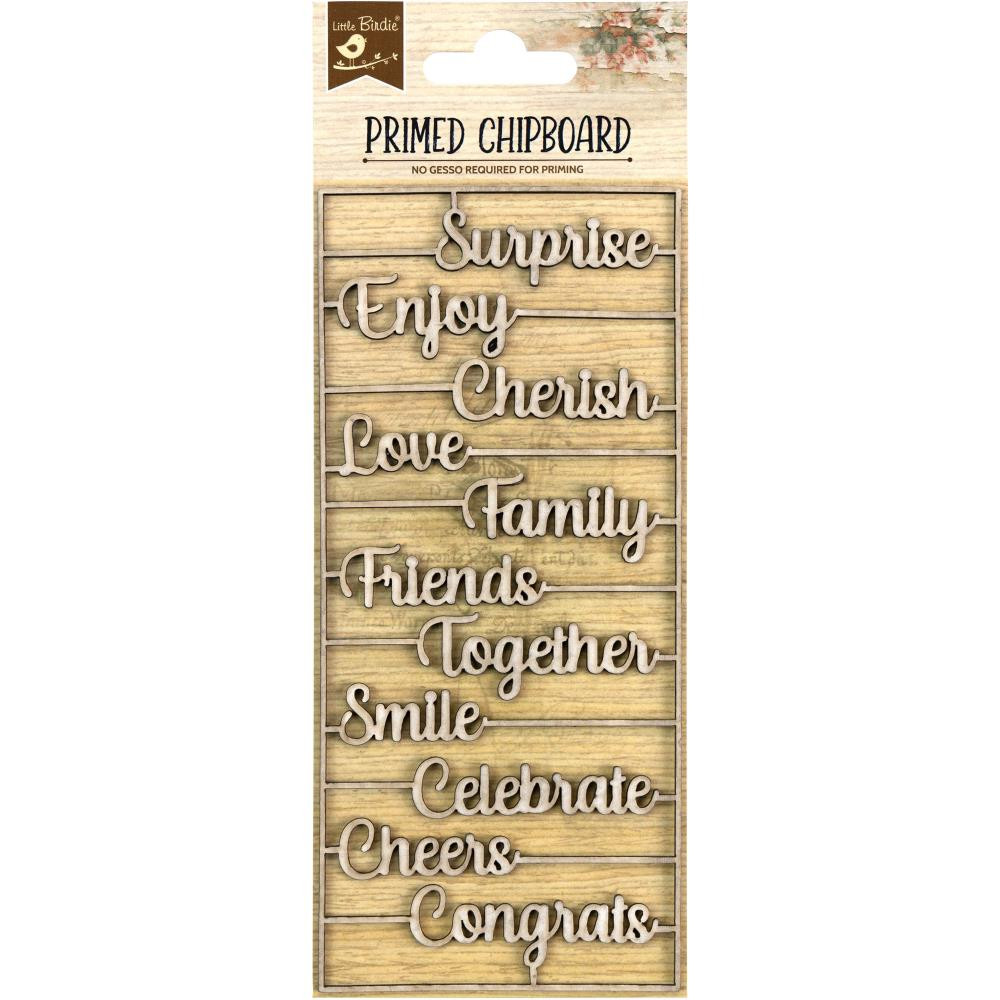 Little Birdie Crafts- Primed Chipboard- Celebrate Together- 1pc