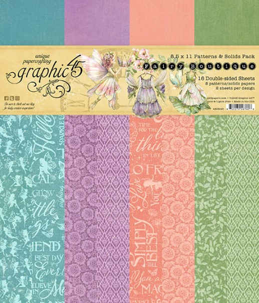 Graphic 45 8.5x11 Patterns & Solids Pack- Fairy Boutique