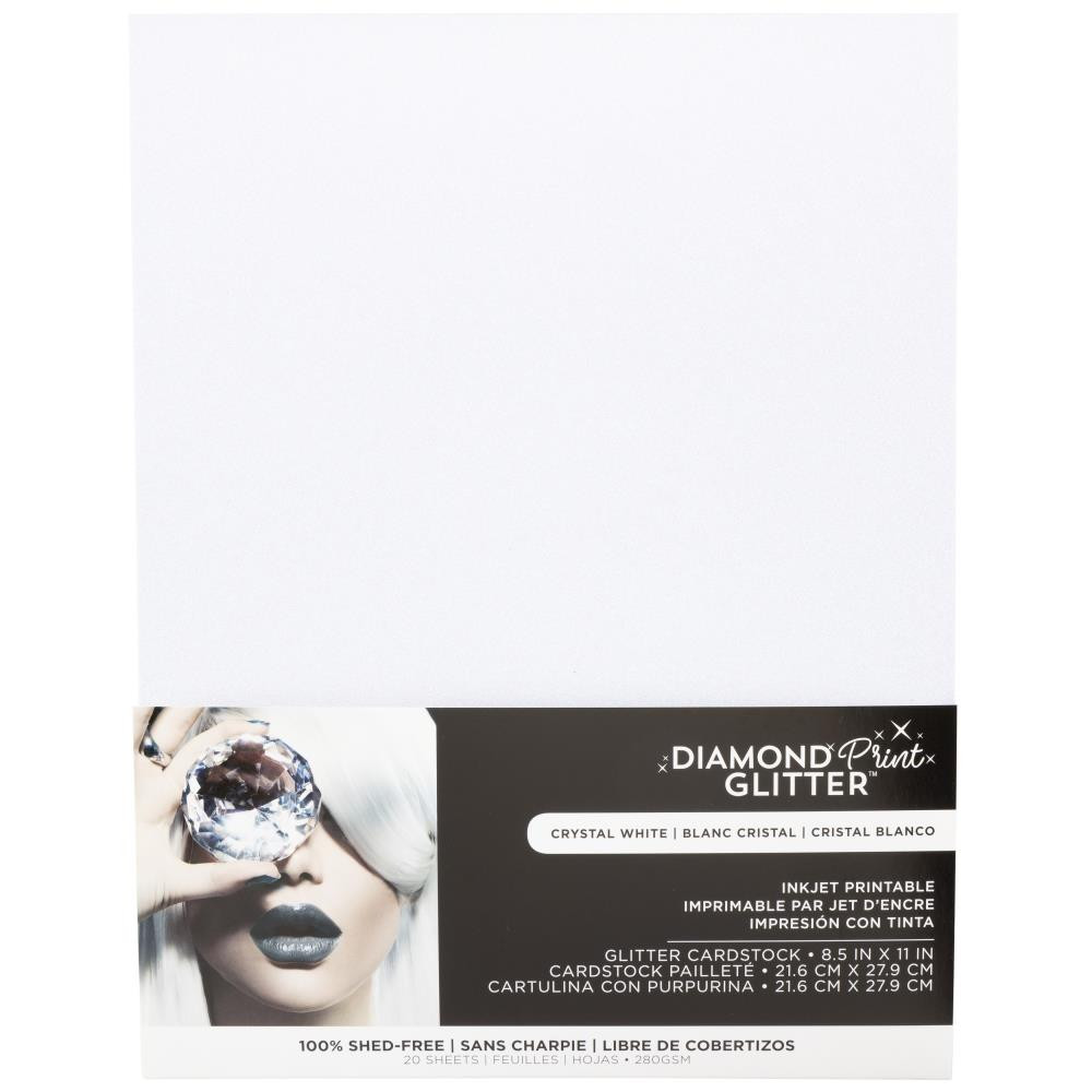 Harmony Paper Company Diamond Print Glitter- 20 sheets Inkjet Printable- Crystal White