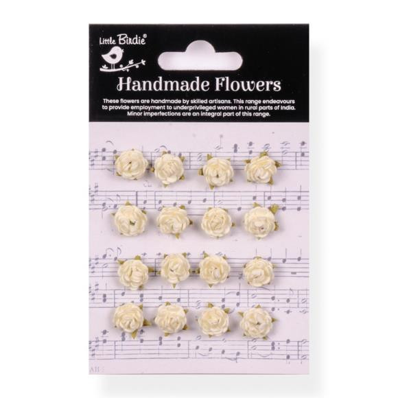 Little Birdie Crafts- Handmade Flowers- Beeded Micro Roses- Ivory Pearl- 16pc SKU #CR93312