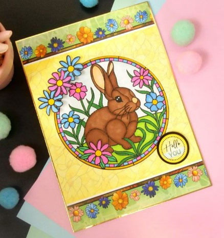 Hunkydory For the Love of Stamps- Stained Glass Meadow Bunny - 5x5 Stamp Set