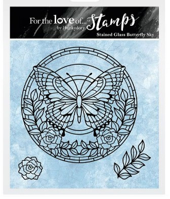 Hunkydory For the Love of Stamps- Stained Glass Butterfly Sky - 5x5 Stamp Set