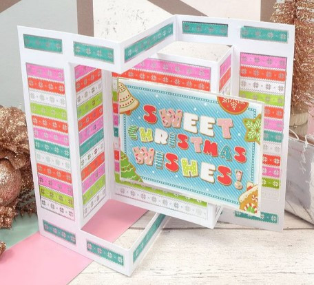 Hunkydory Crafts 350gsm Cards & Envelopes- Foiled Pattern Kinetic Cards- Festive Ink Me!