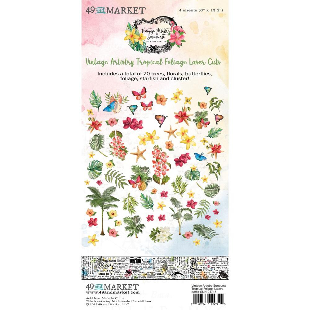 49 and Market- Vintage Artistry- Sunburst Tropical Foliage Laser Cuts