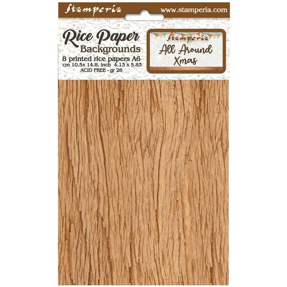 Stamperia- A6 Rice Paper Backgrounds- All Around Xmas, 8 Designs/1 Each