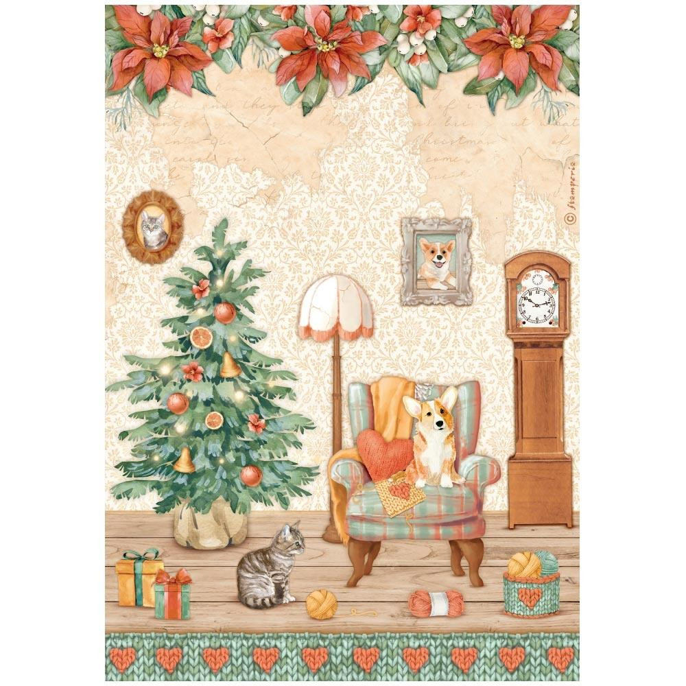 Stamperia A4 Decoupage Rice Paper - All Around Christmas- Sweet Room