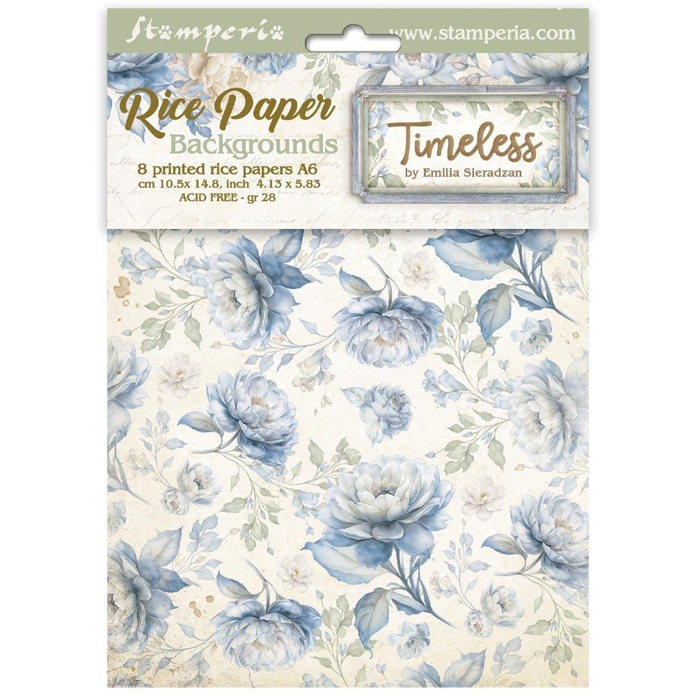 Stamperia- A6 Rice Paper Backgrounds- Timeless, 8 Designs/1 Each