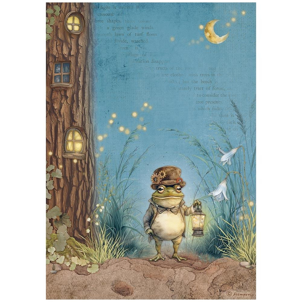 Stamperia A4 Decoupage Rice Paper - Hidden Grove- Mr. Frog