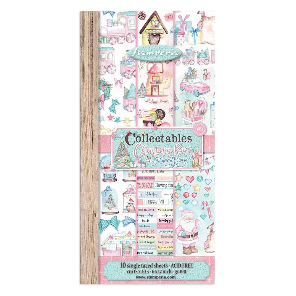 Stamperia Collectables Single-Sided Paper 6"X12" 10/Pkg- Christmas Rose