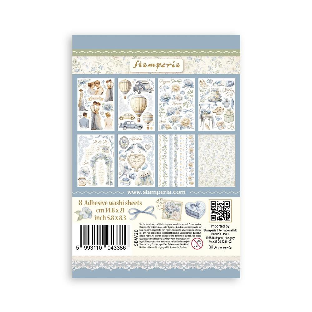 Stamperia Washi Pad - 8- A5 Adhesive Sheets- Timeless