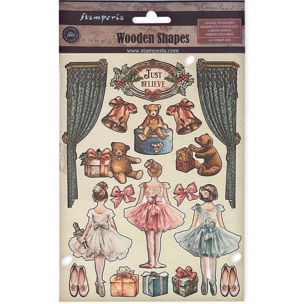 Stamperia Wooden Shapes A5 - Nutcracker- Ballet and Teddy