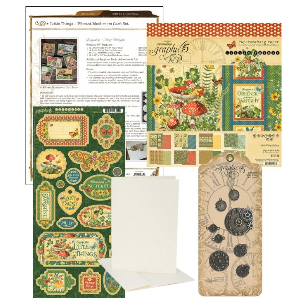 Graphic 45 Little Things- Vibrant Mushroom Card Set