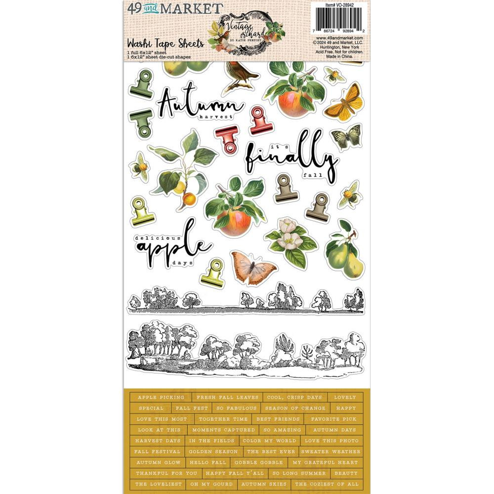 49 and Market- By Katie Pertiet- Vintage Orchard- Washi Tape 6x12 Sheet