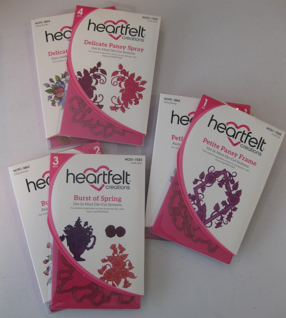 Bundle Heartfelt Creations Burst of Spring Pansy Backgrounds- Includes 3 Stamps & 3 Dies