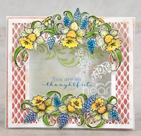 Heartfelt Creations Delightful Daffodil Spray Bundle Stamp and Die and paper pad.