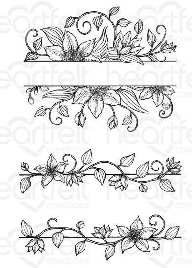 Heartfelt Creations Cling Rubber Stamp Set - Vining Clematis Banner