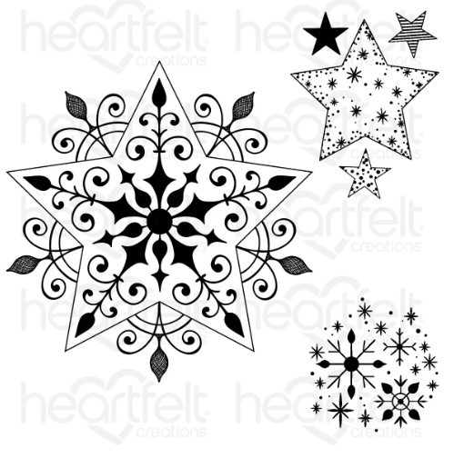 Heartfelt Creations Cling Rubber Stamp Set - Large Holiday Star