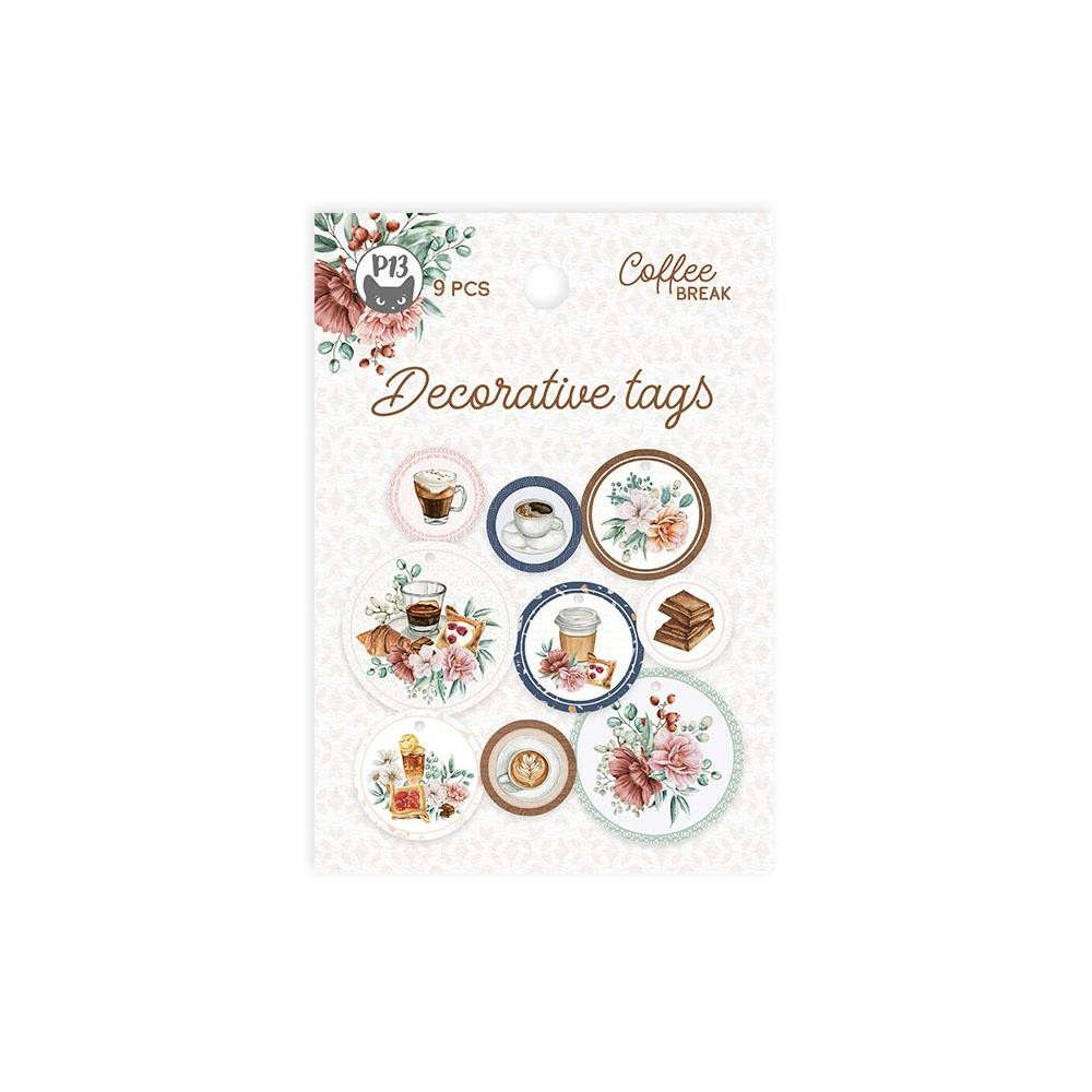 P13 Coffee Break Decorative Tags Embellishments ppcs