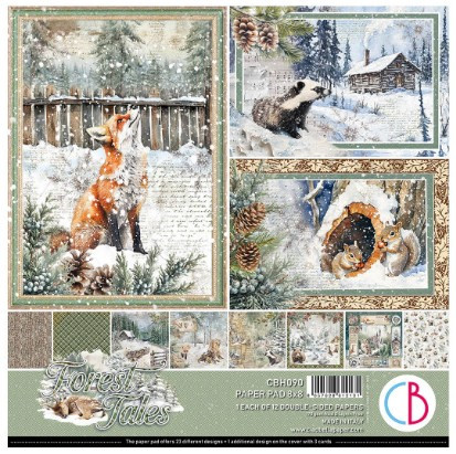 Ciao Bella 8"x 8" Paper Pad- 12 Double-sided papers- Forest Tales